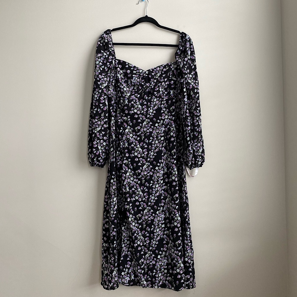 missguided purple floral milkmaid midaxi dress